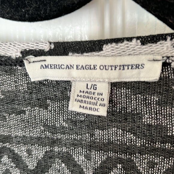 American Eagle Outfitters open cardigan sweater western Aztec black white LG - Picture 3 of 13